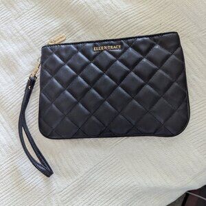 Ellen Tracy Wristlet Bag - Black - Quilted